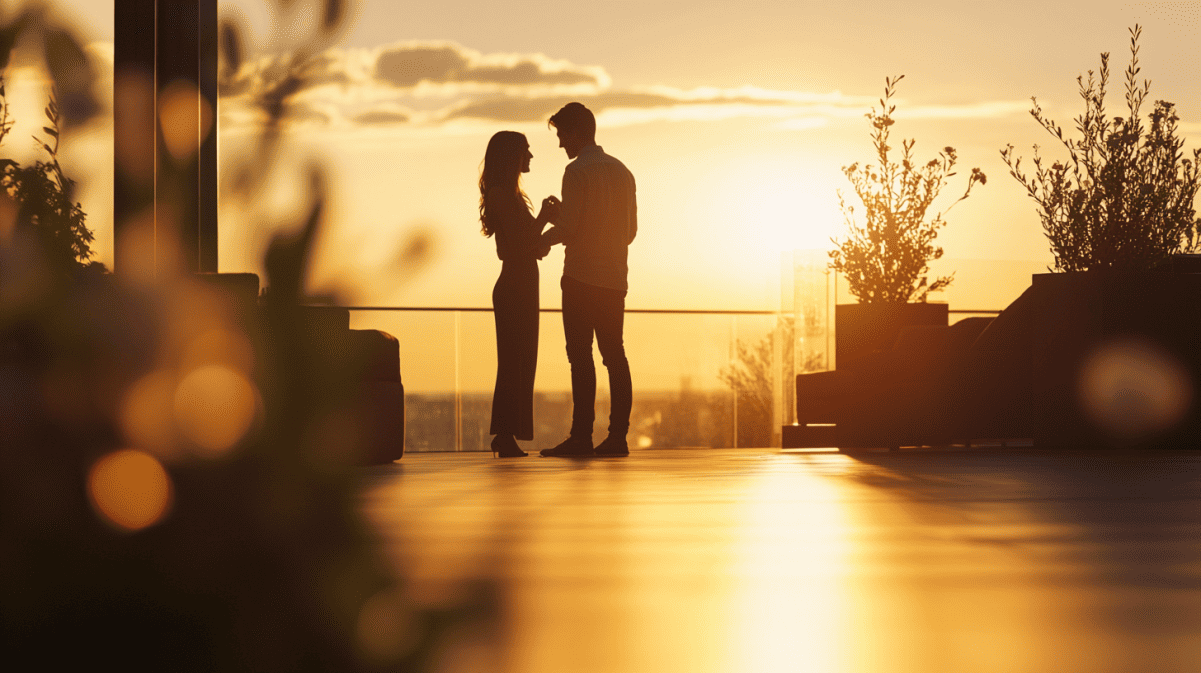 Romantisches Bild eines Paares bei der Verlobung