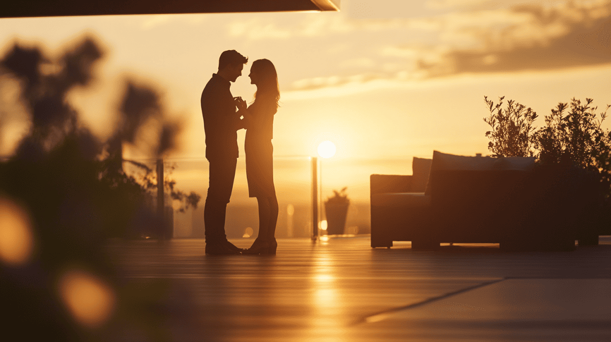 Historisches romantisches Bild eines Paares bei der Verlobung