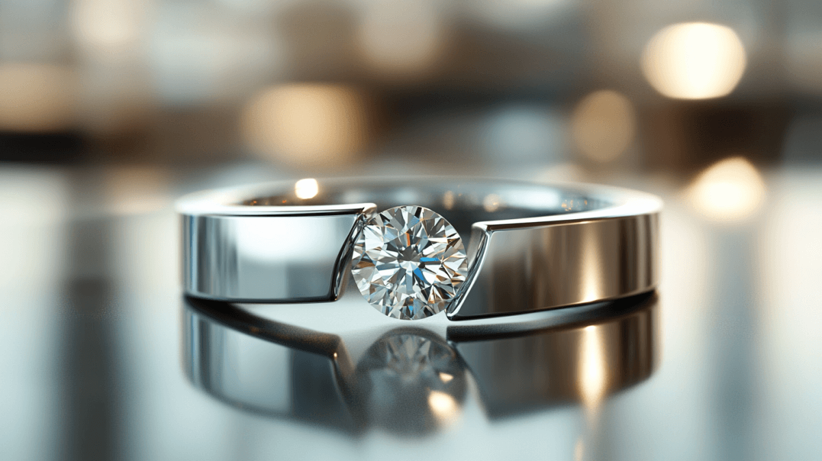 Moderner Spannring mit schwebendem Edelstein